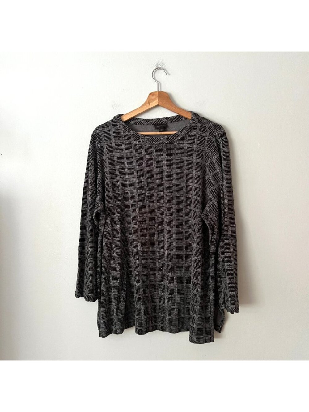 J. Jill Black & White Windowpane Plaid Tunic Pullover Women's Size XL